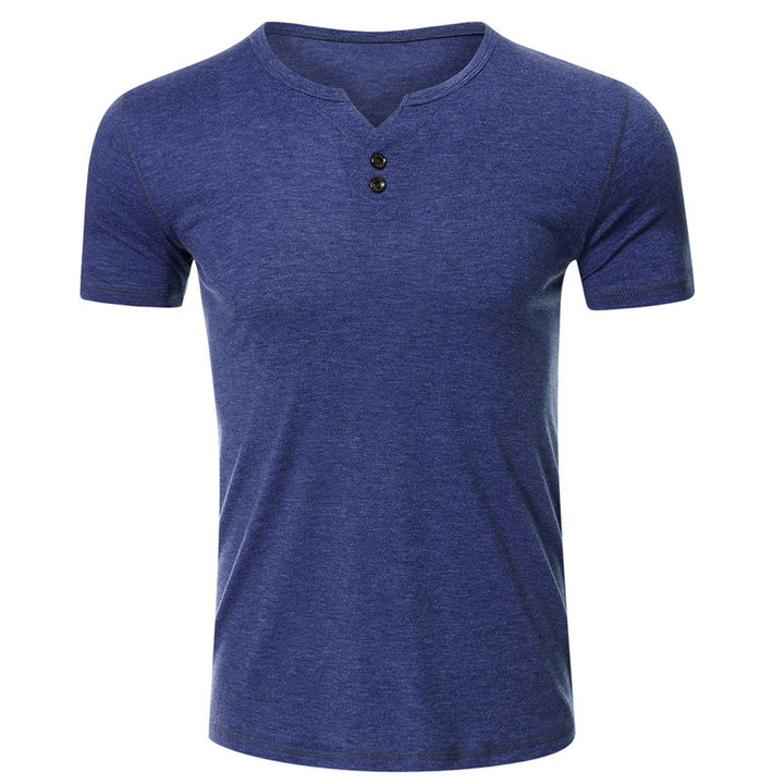Herrer kortærmet Henley-shirt med knapdetalje og figursyende snit Stilla