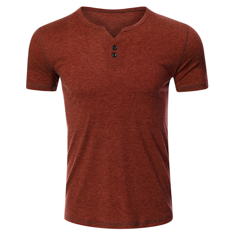 Herrer kortærmet Henley-shirt med knapdetalje og figursyende snit Stilla