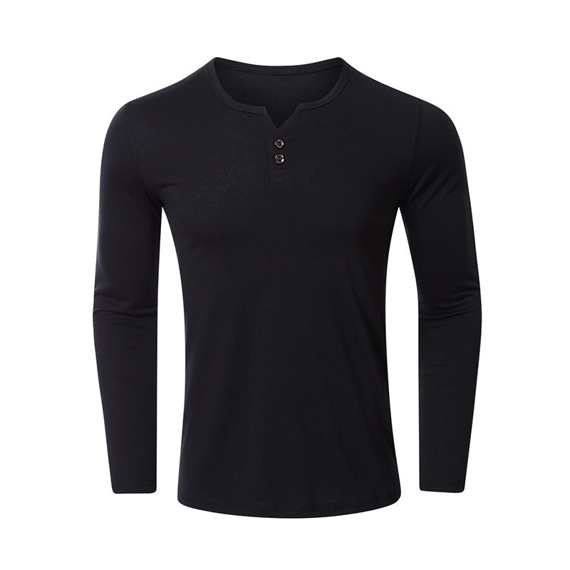 Herre Langærmet Henley-Shirt med ædel knapliste og behagelig bomuldsblanding Stilla