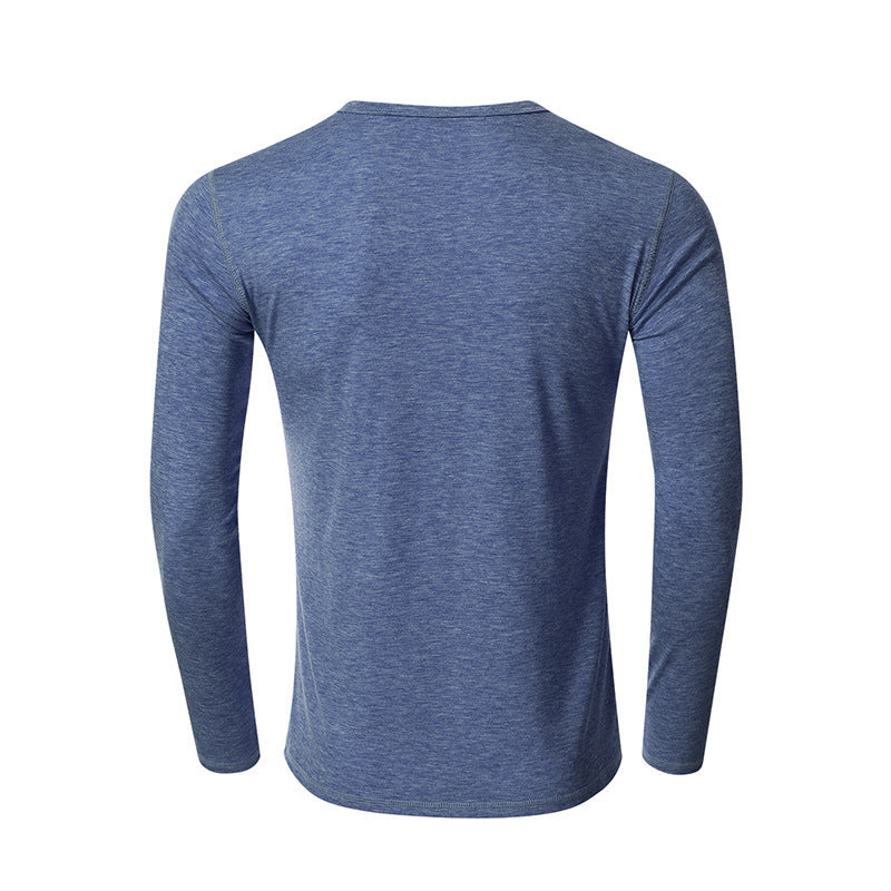 Herre Langærmet Henley-Shirt med ædel knapliste og behagelig bomuldsblanding Stilla