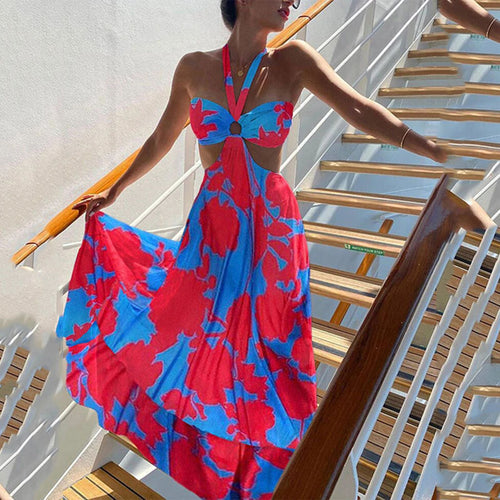 Dame Maxi-kjole med kreativ cut-out-design og skulderfri bærerystem Stilla