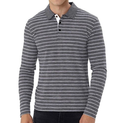 Herrer Langærmet Poloshirt med fine striber og moderne accenter Stilla