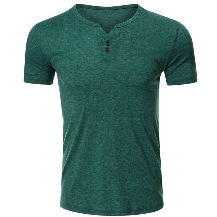 Herrer kortærmet Henley-shirt med knapdetalje og figursyende snit Stilla