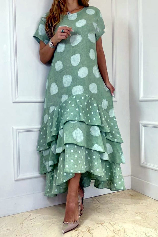 Stilla | Flowy Polka Dots Lomme Lagdelt A-linje Maxi Kjole
