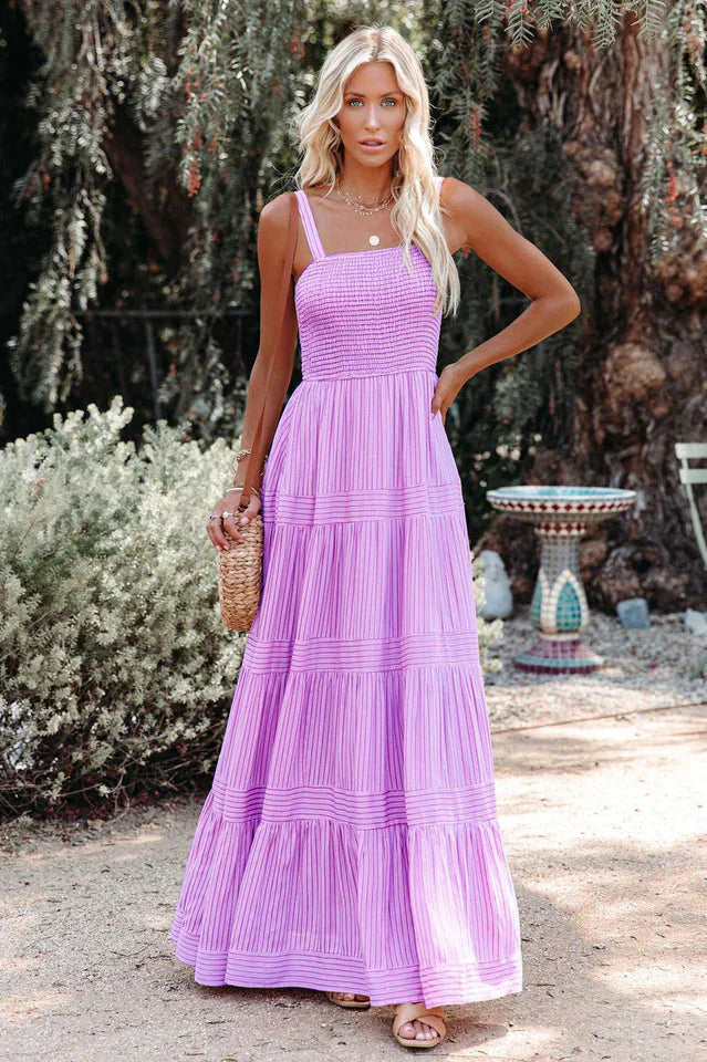Stilla | Lange Plisseret Boho Swing Kjole