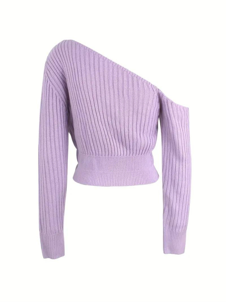 Stilla | Pullover i ribstrik med asymmetrisk udskæring