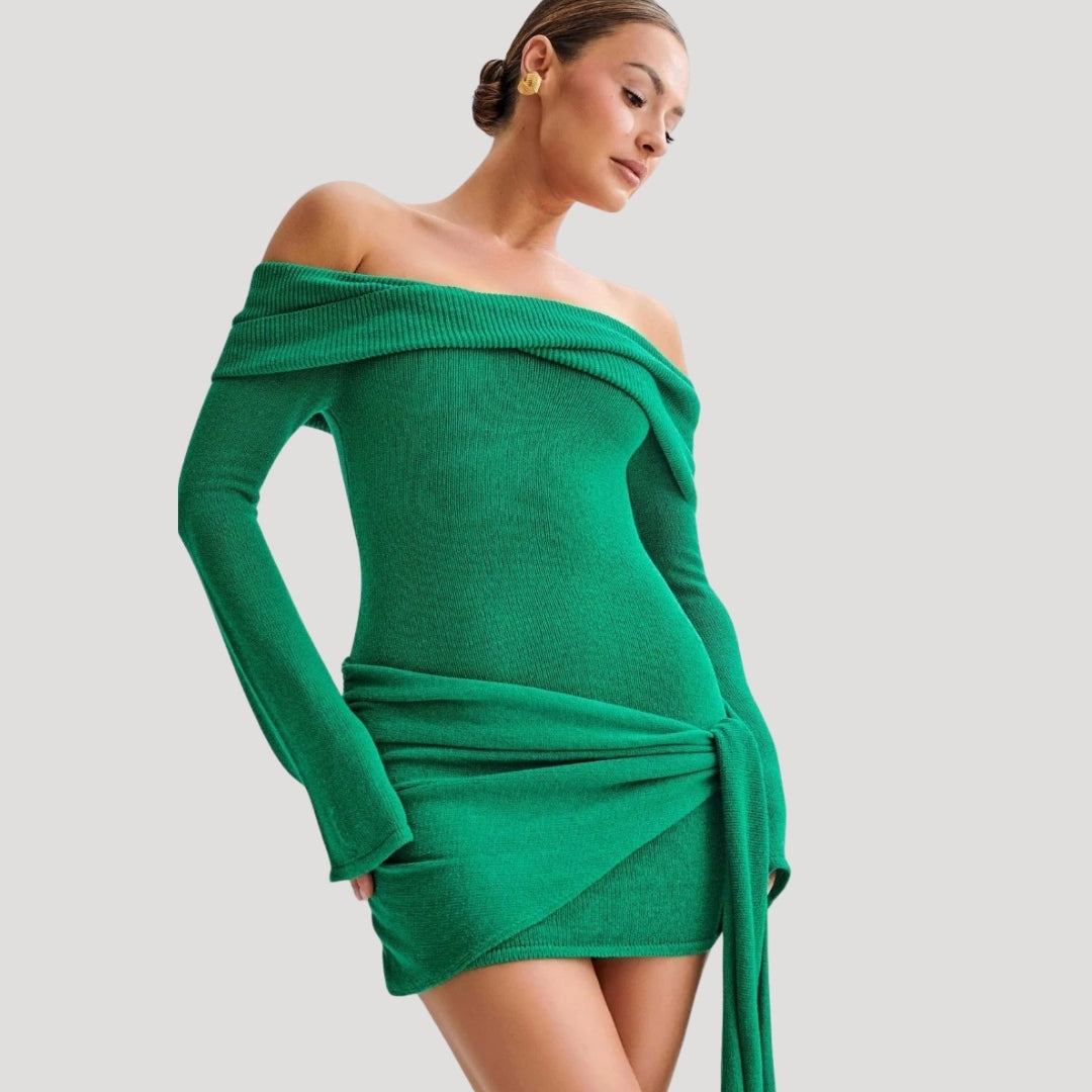 Stilla | Kvinders Off Shoulder Strik Mini Kjole