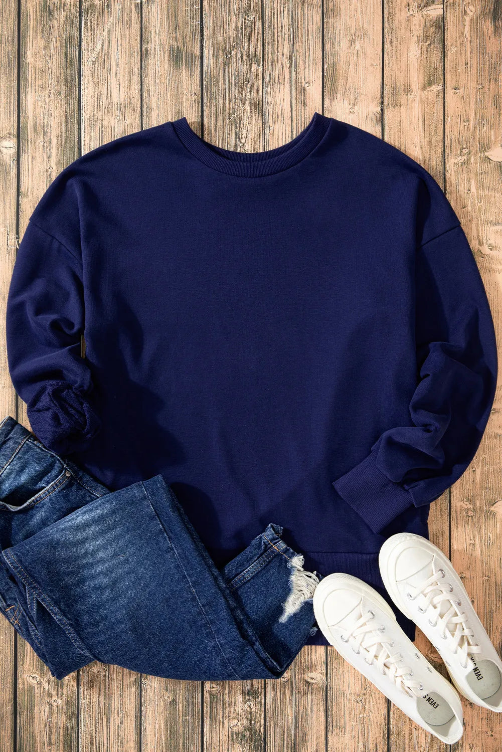 Stilla | Sweatshirt med lange ærmer og rund halsudskæring Oppe og Nede