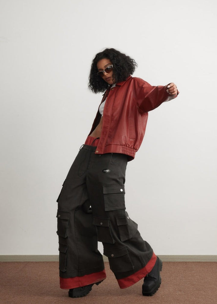 Stilla | Rød Læderjakke - Unisex Mode
