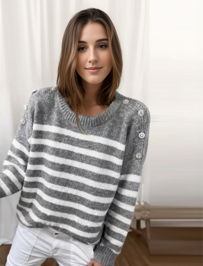 Stilla | Chic Stribet Pullover Med Lange Ærmer