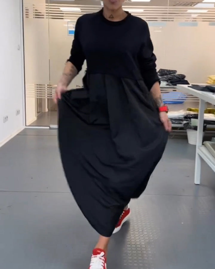Stilla | Casual Popeline Kjole Med Lange Ærmer