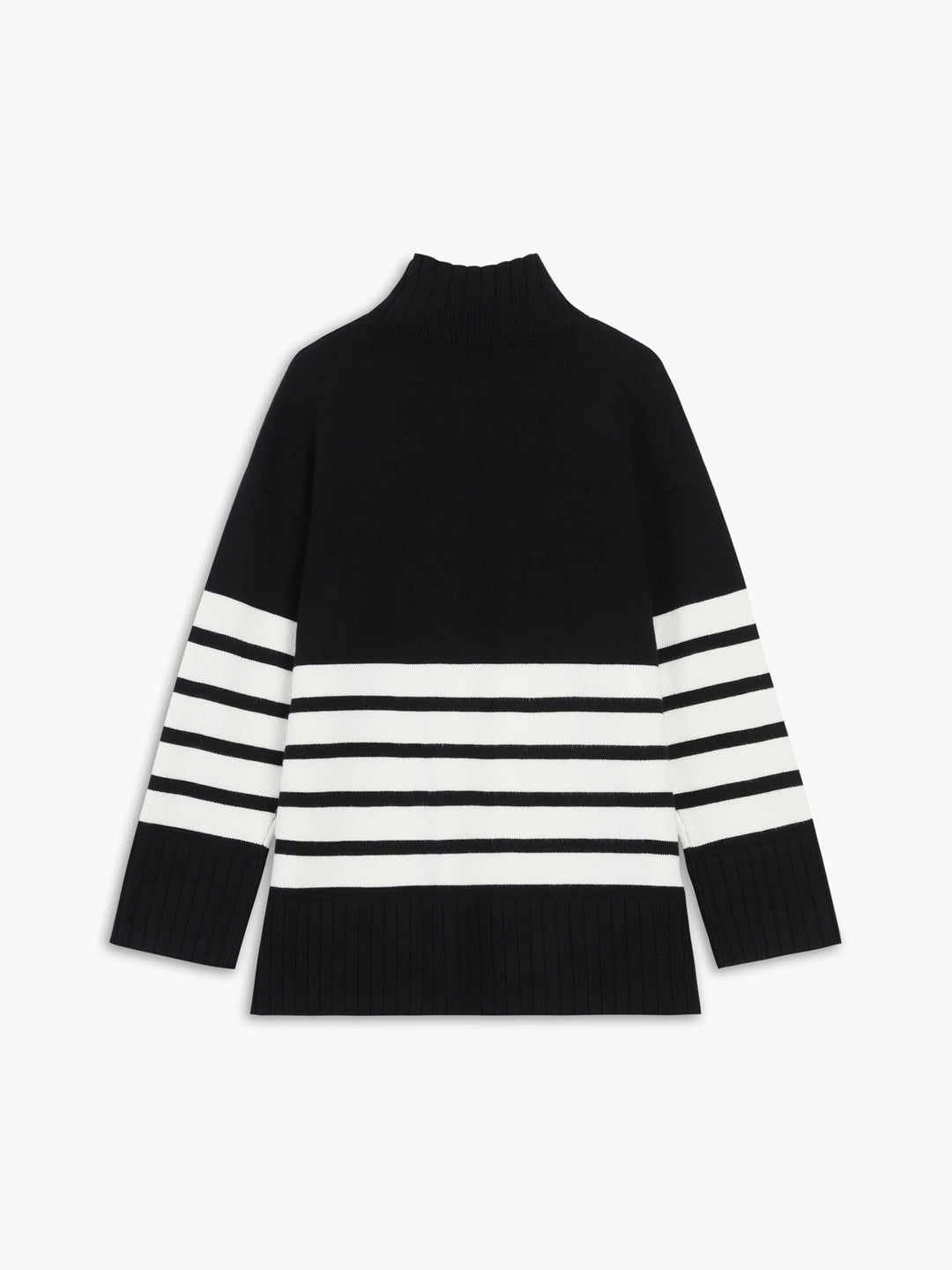 Stilla | Miss Paris Mock Neck Stribet Sweater