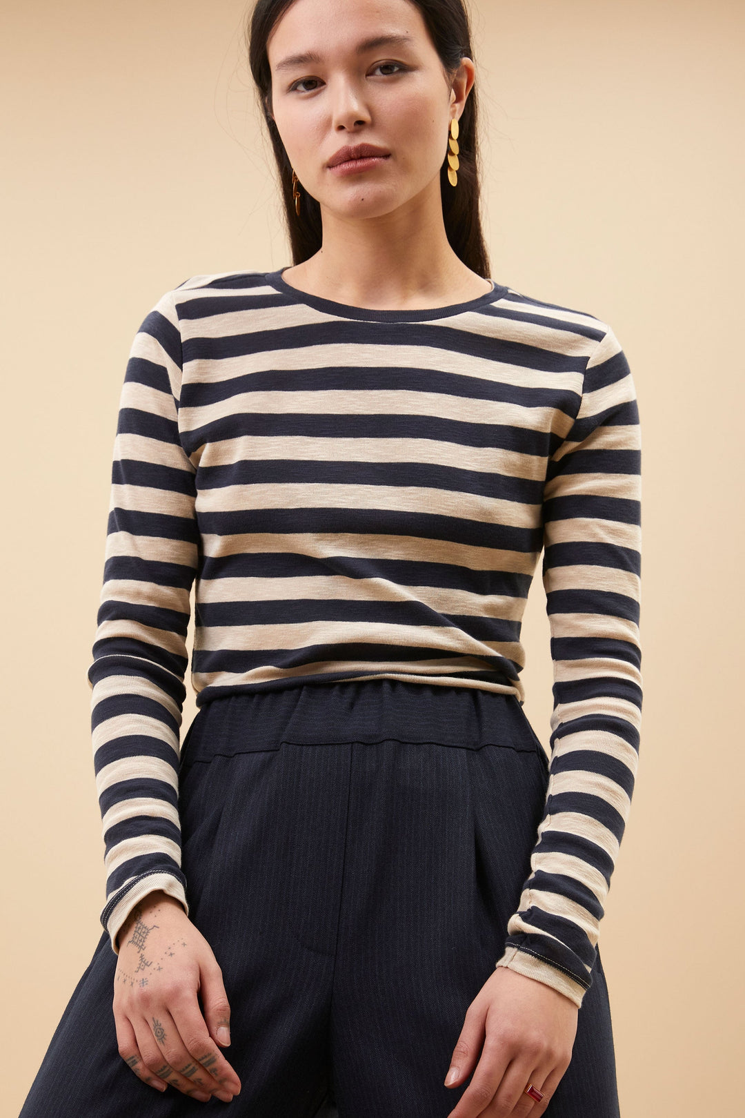 Stilla | Stribet Dame Langærmet T-Shirt