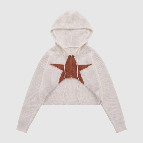 Stilla | Kort Hættepullover Af Stjernemønsterstrik