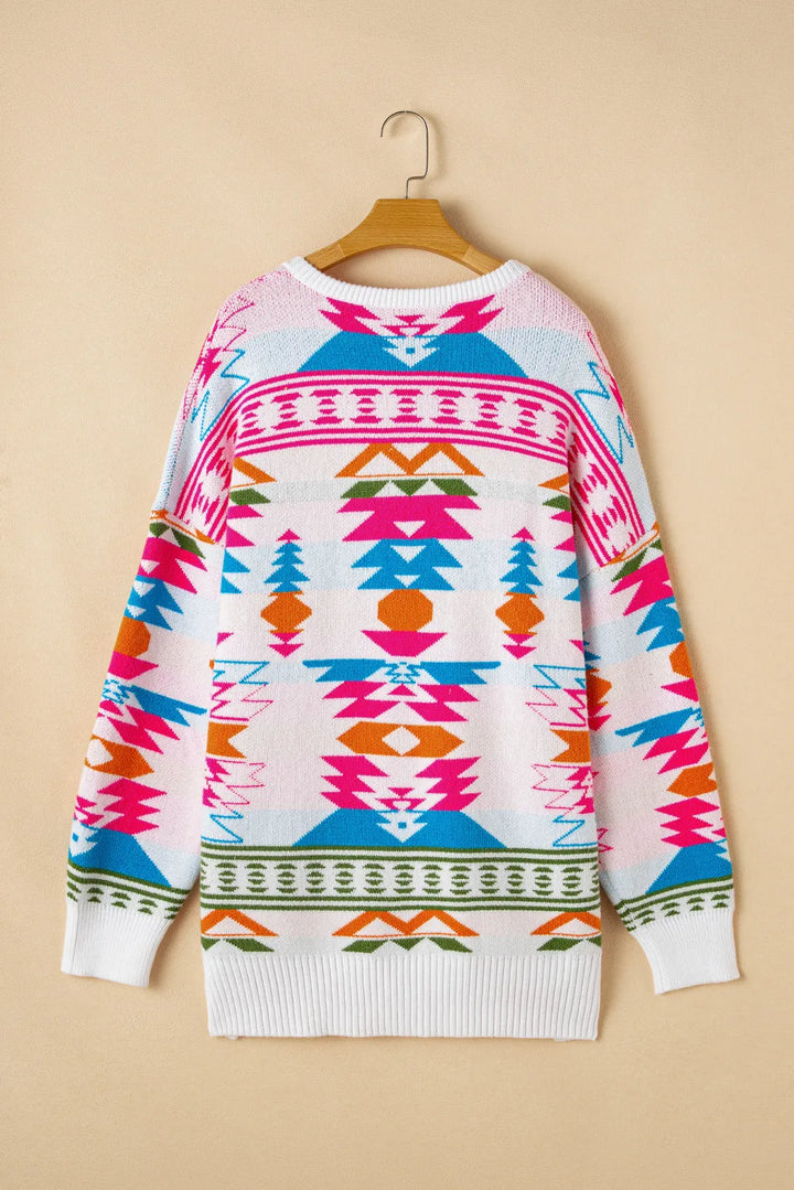 Stilla | Pullover med lange ærmer og geometrisk v-hals
