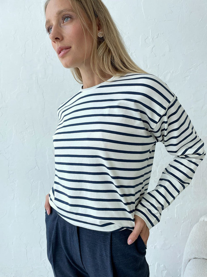 Stilla | Langærmet Stribet Bluse