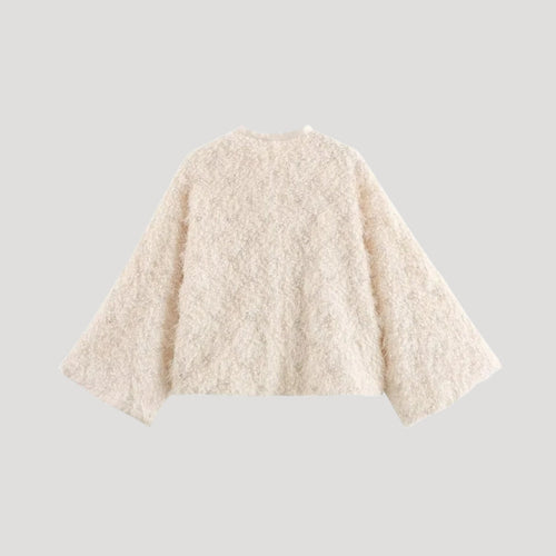 Stilla | Textureret Boucle Kappe Med Sløjfedetalje