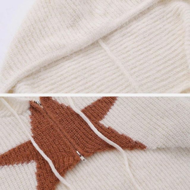 Stilla | Kort Hættepullover Af Stjernemønsterstrik