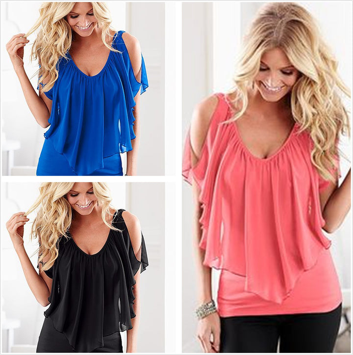 Dame Chiffon-overlay-bluse Stilla