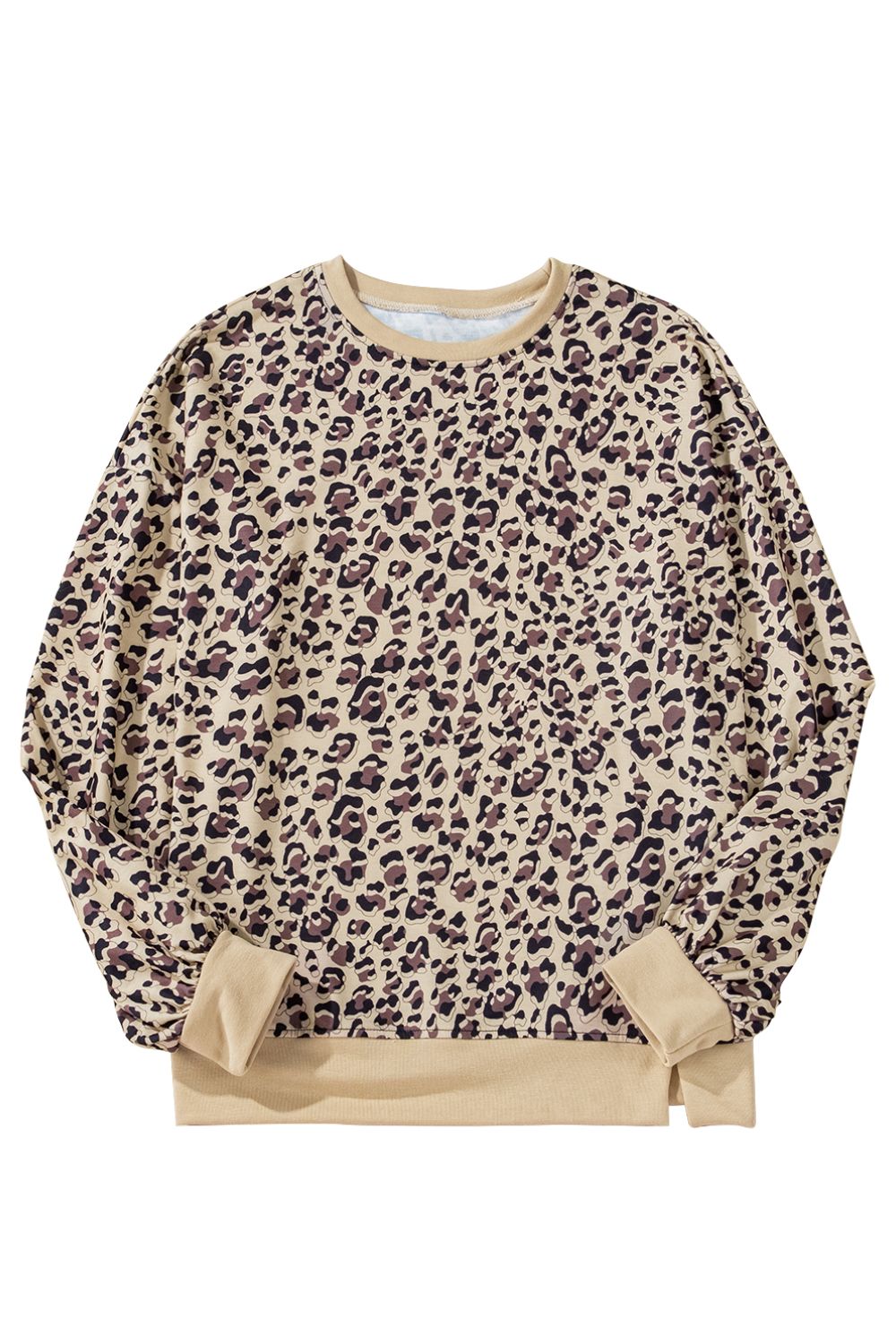 Stilla | Sweatjakke med lange ærmer og rund spaltet leopardkrave
