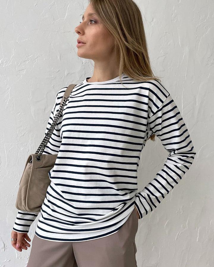 Stilla | Langærmet Stribet Bluse
