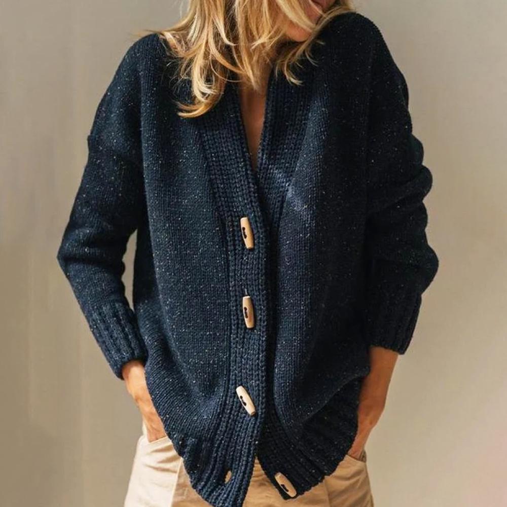 Stilla | Blauer Einfarbiger Pullover Mit Langen Ärmeln