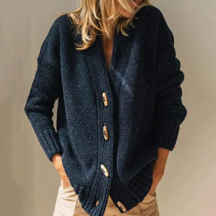 Stilla | Blauer Einfarbiger Pullover Mit Langen Ärmeln