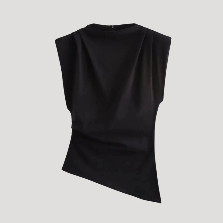 Stilla | Asymmetrisk Draperet Ærmeløs Bluse