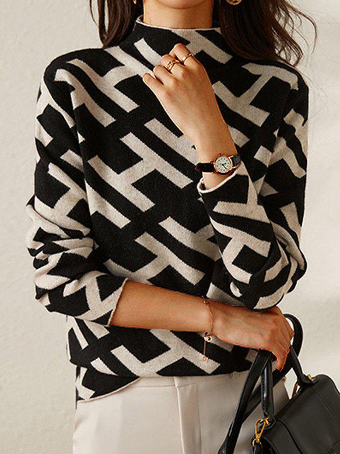 Stilla | Geometrisk Sweater Med Sort Alphabet