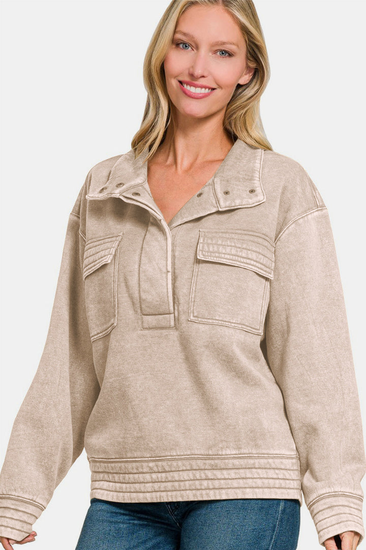 Stilla | Sweatjakke Af Halvbleget Polarfleece Zenana