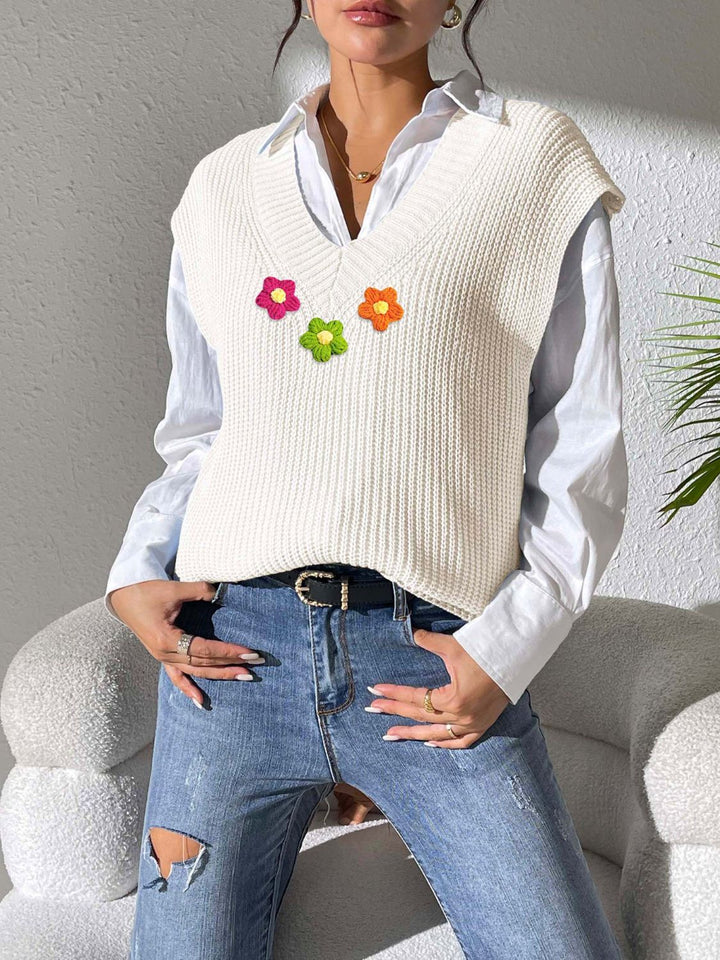 Stilla | Blomstertrøje Med V-hals