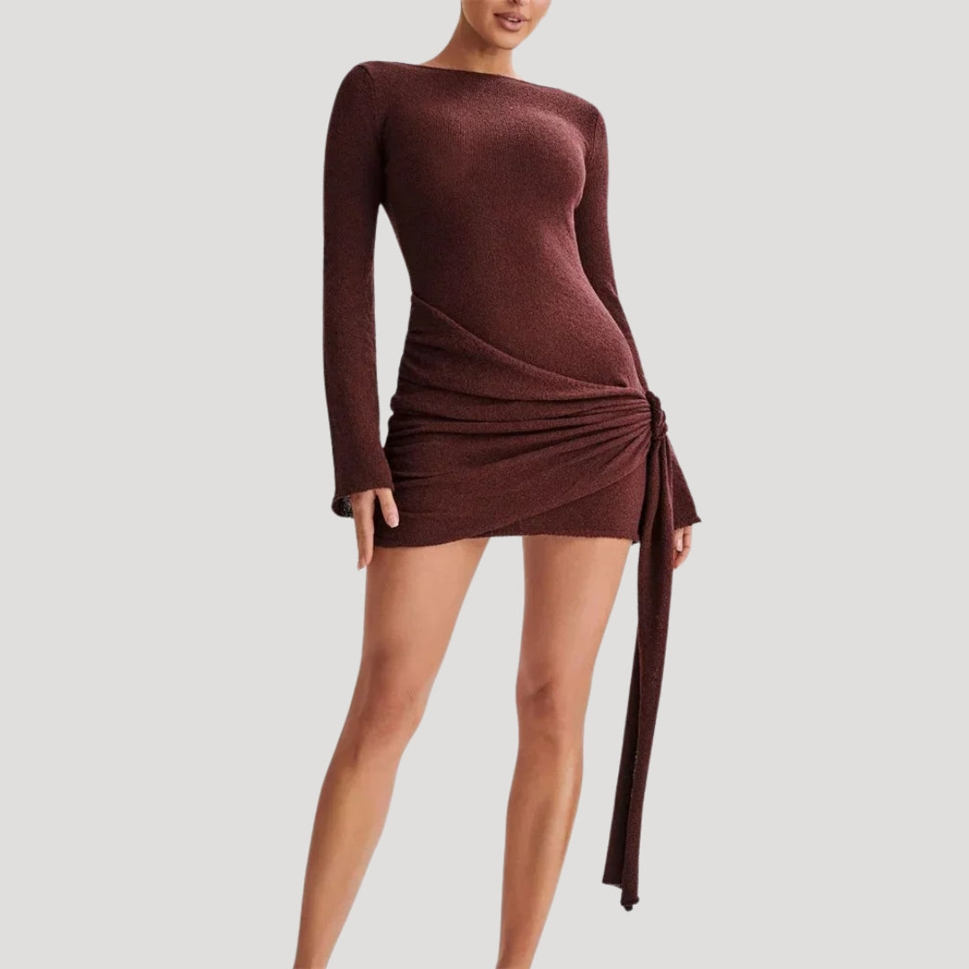 Stilla | Kvinders Asymmetrisk Rynket Bodycon Mini Kjole