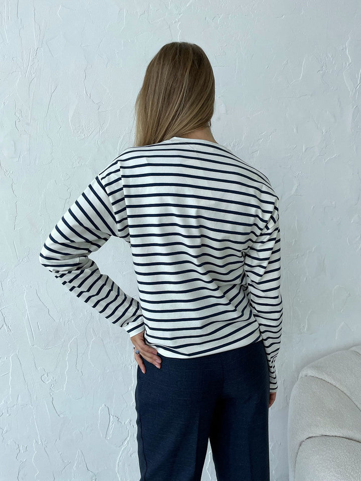 Stilla | Langærmet Stribet Bluse
