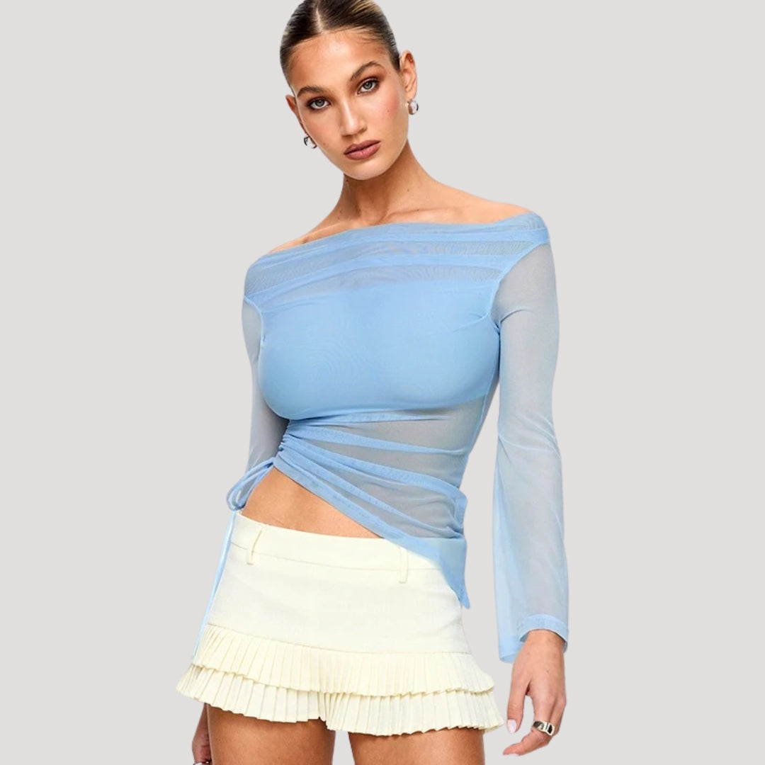 Stilla | Gennemsigtig Off Shoulder Wrapper Top