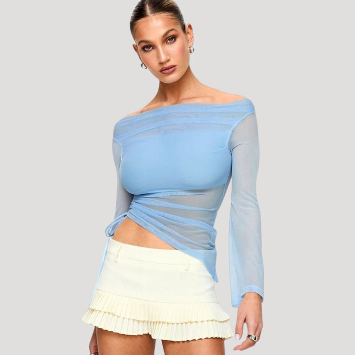 Stilla | Gennemsigtig Off Shoulder Wrapper Top