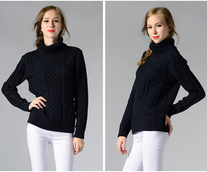 Stilla | Dame rullekrave sweater med lange ærmer og kabelstrik