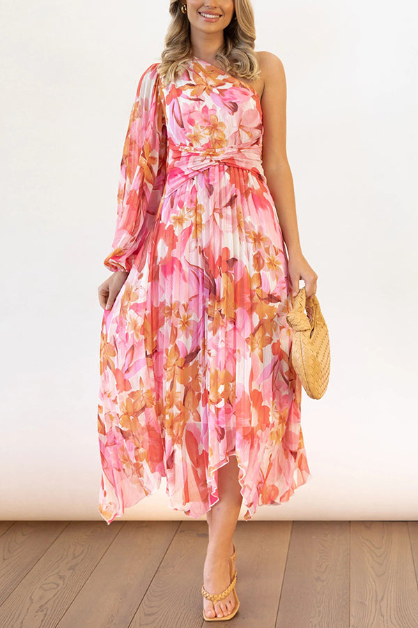 Stilla | Bloom Your Own Way One Shoulder Plisseret Midi Kjole