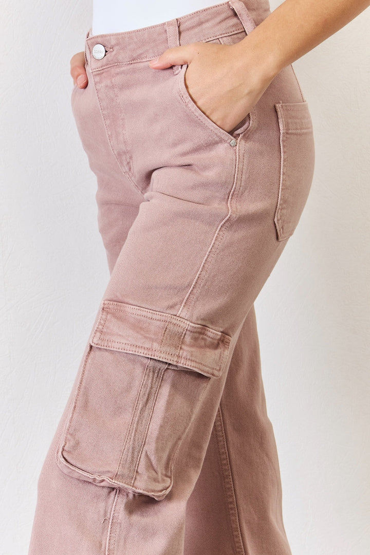 Stilla | Full Size High Rise Cargo Wide Leg Jeans