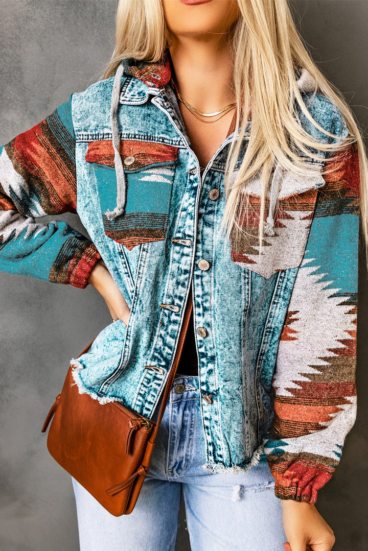 Stilla | Elegant Jeansjakke Med Patchwork Og Knapper Til Dame