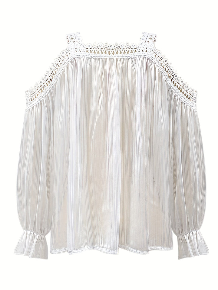 Stilla | Draperet Bluse Med Blondekant