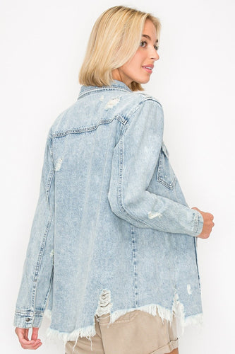 Stilla | Knap-op Slidt Denim Skjorte