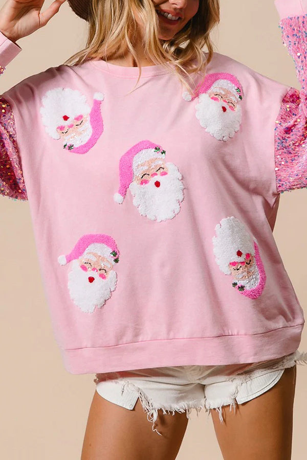 Stilla | Jul Løs Rundhals Pailletter Ærme Sweatshirt