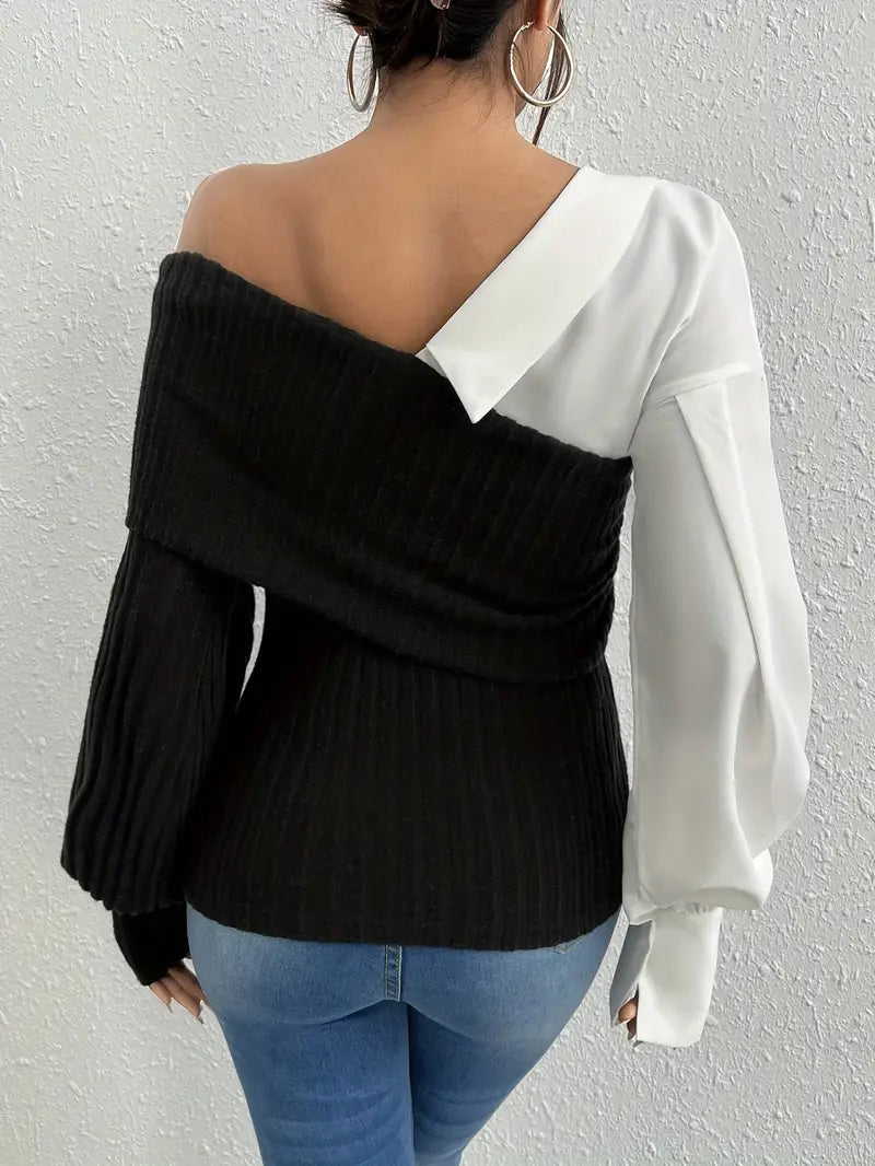 Stilla | Top Chic i Asymmetrisk Strikstof