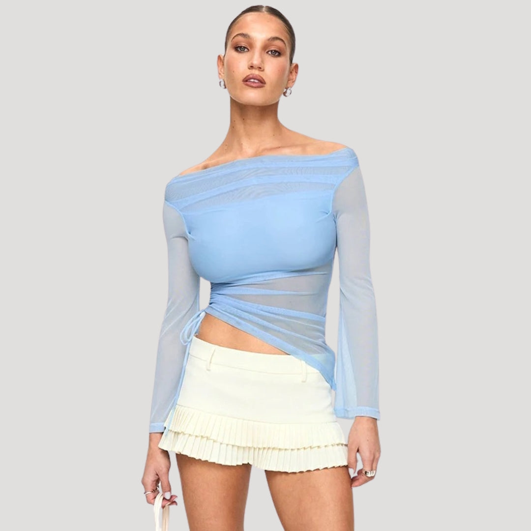 Stilla | Gennemsigtig Off Shoulder Wrapper Top