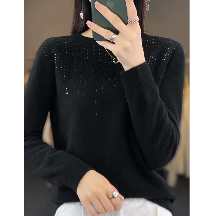 Stilla | Dame Pullover Af Blødt Strik Med Skinner Detaljer
