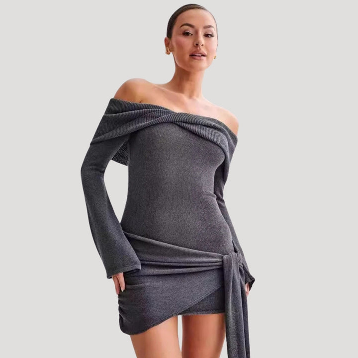 Stilla | Kvinders Off Shoulder Strik Mini Kjole
