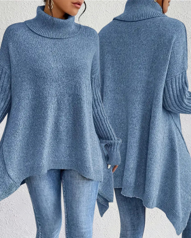Stilla | Pullover med Høj Krave og Asymmetrisk Snit