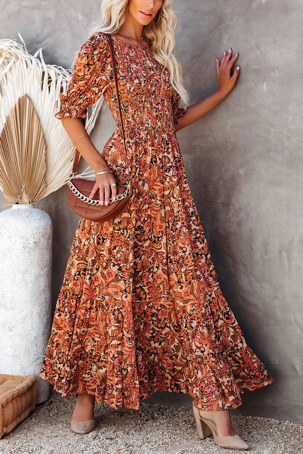 Stilla | Autumn Grace Smocked Paisley Maxi Kjole