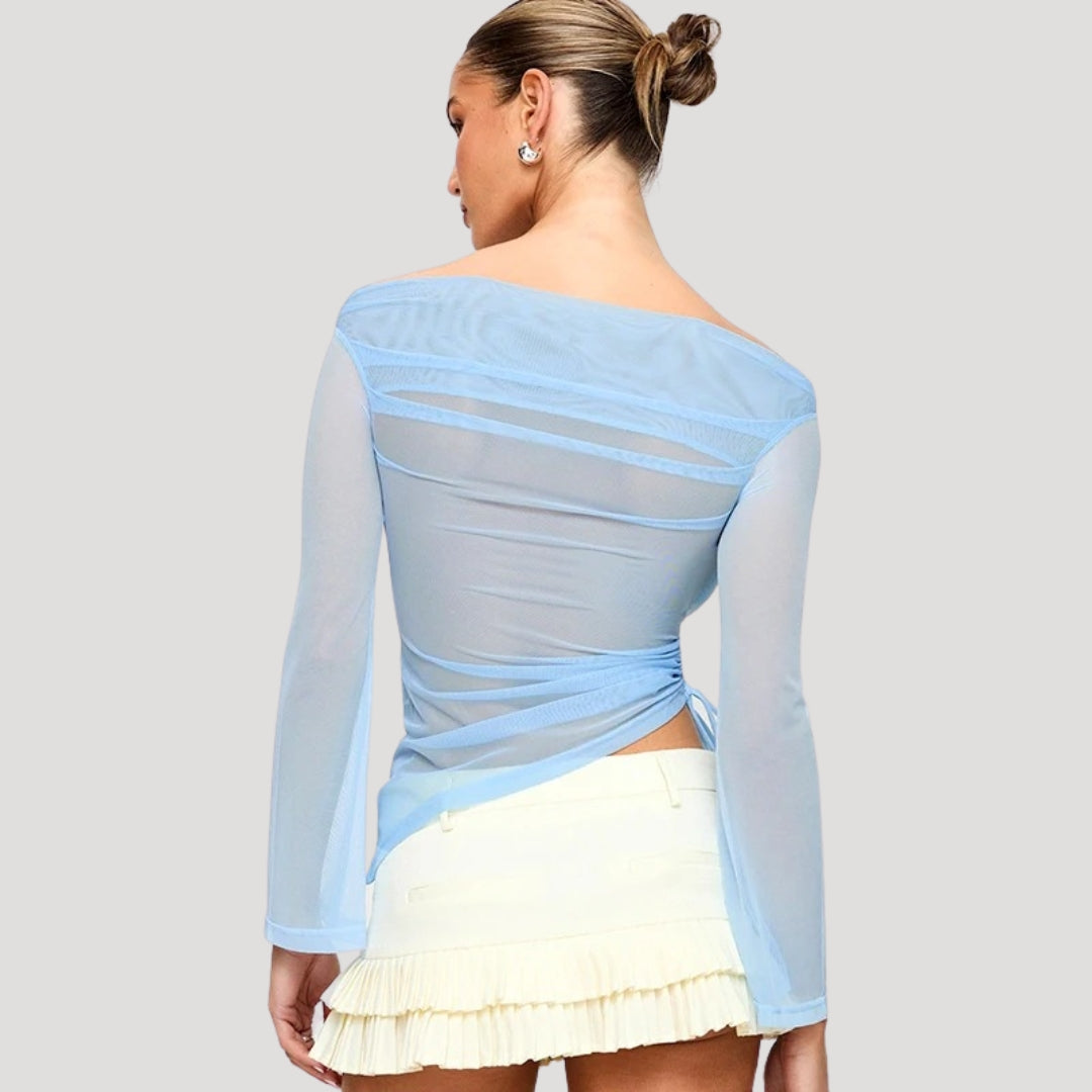 Stilla | Gennemsigtig Off Shoulder Wrapper Top