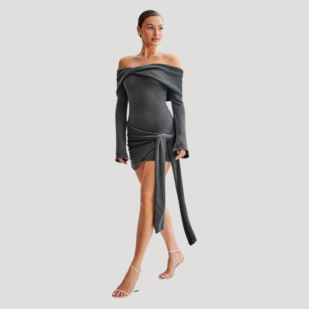 Stilla | Kvinders Off Shoulder Strik Mini Kjole